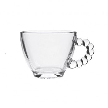 XICARA DE CHA DE VIDRO PEROLAS 275 ML