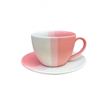 XICARA CERAMICA COM PIRES TERNURA 250ML LUVA COM 02 - ROSA