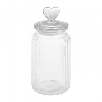 POTE DE VIDRO CORACAO 1250 ML COM TAMPA HERMETICA