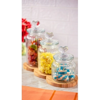 POTE DE VIDRO CORACAO 1250 ML COM TAMPA HERMETICA