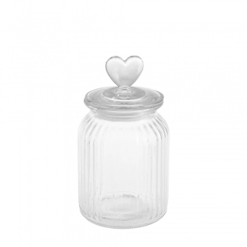 POTE DE VIDRO CORACAO 1000 ML COM TAMPA HERMETICA