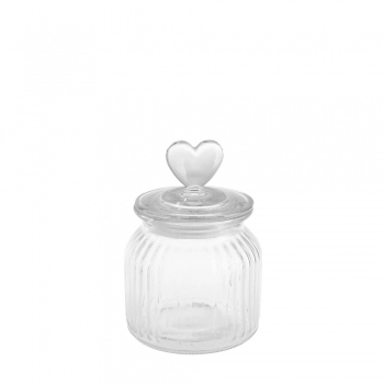 POTE DE VIDRO CORACAO 650 ML COM TAMPA HERMETICA