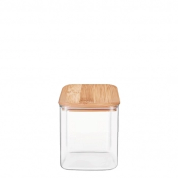 POTE BOROSSILICATO QUADRADO 800 ML COM TAMPA BAMBU