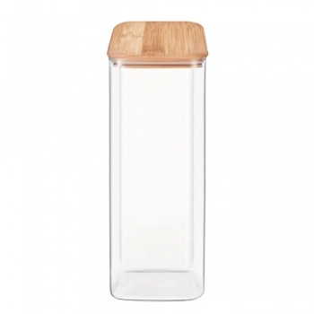 POTE BOROSSILICATO QUADRADO 2000 ML COM TAMPA BAMBU