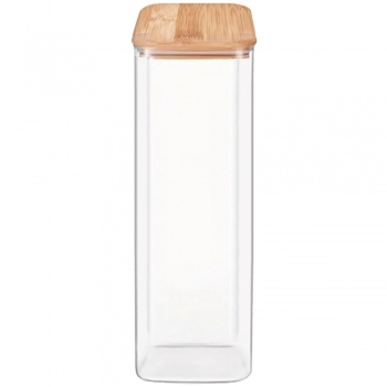 POTE BOROSSILICATO QUADRADO 2400 ML COM TAMPA BAMBU