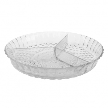 PETISQUEIRA DE VIDRO TEXTURIZADA 3 DIVISORIAS 29 CM LUVA COM 1