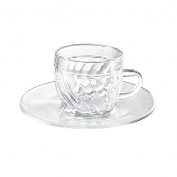 Xícara de Café de Vidro com Pires Maresias 85 ML Luva com 4