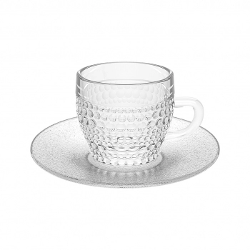 XICARA DE CAFE DE VIDRO COM PIRES OLINDA 85 ML LUVA COM 4