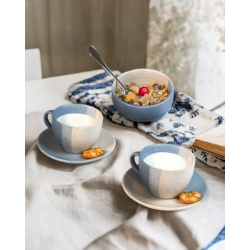 XICARA CERAMICA COM PIRES TERNURA 250ML LUVA COM 02 - AZUL