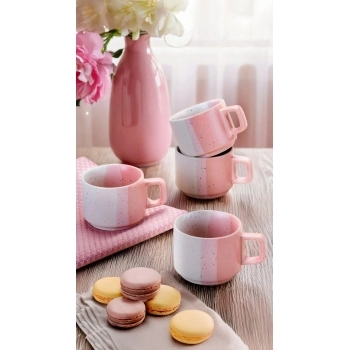 XICARA CERAMICA TERNURA 90ML LUVA COM 04 - ROSA