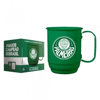 Caneca Alumínio 500 ML Palmeiras Luva Com 1