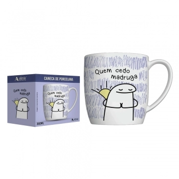 CANECA PORCELANA URBAN FLORK 360 ML LUVA COM 1 - QUEM CEDO MADRUGA