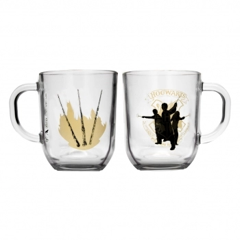 Caneca De Vidro Harry Potter Elementos 300 ML - Luva Com 1 Unid - Varinhas
