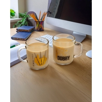 Caneca De Vidro Harry Potter Elementos 300 ML - Luva Com 1 Unid - Dobby