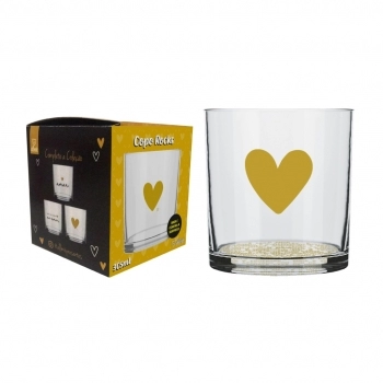 Copo Bar Rocks Love Gold Coração 305 ML