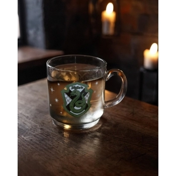 Caneca De Vidro Harry Potter Casas 300 ML - Luva Com 1 Unid - Sonserina