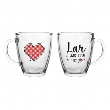 Caneca Cônica de Vidro LOVE 380 ML – Presente Perfeito