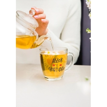 CANECA CONICA DE VIDRO LOVE 380 ML LUVA COM 1 - AMOR E GRATIDAO