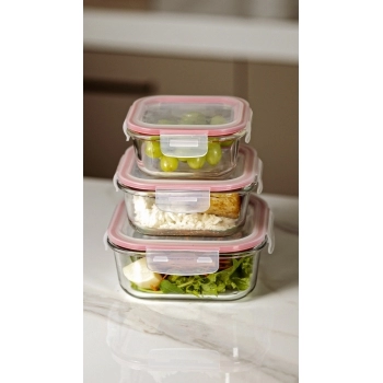 Pote Hermético Borossilicato Quadrado 800 ML Com Tampa