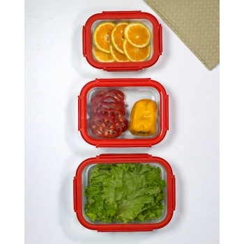 Pote Hermético Borossilicato Retangular 630 ML Com Tampa De Vidro