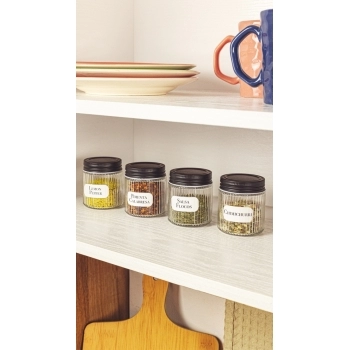 Pote De Vidro Redondo Riviera Com Tampa Luva Com 4 Unid 130 ML