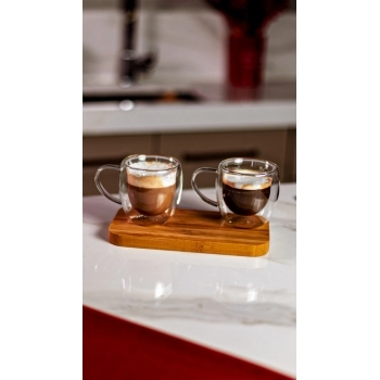 Caneca Borosilicato Parede Dupla Com Alça 80 ML Luva com 2 unid.