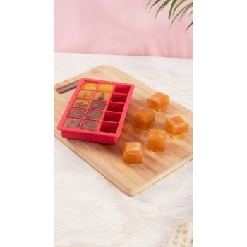 Utensílio Forma De Gelo Silicone 15 Cubos Médio Vermelho