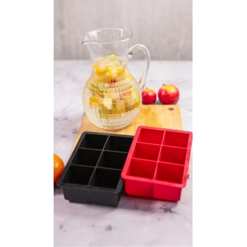 Utensílio Forma de Gelo 06 Cubos Silicone Grande - Preto