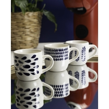 Xícara Ceramica Conica Blue 90 ML Luva Com 6 Sortida