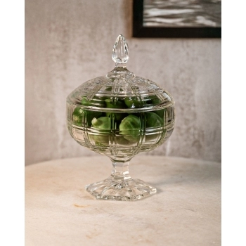 Potiche Decorativo De Vidro Colonia Com Pé 16cm - Luva com 01