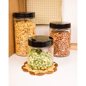 Pote de Vidro Liso Redondo 1100 ML Com Tampa de Rosca Branca