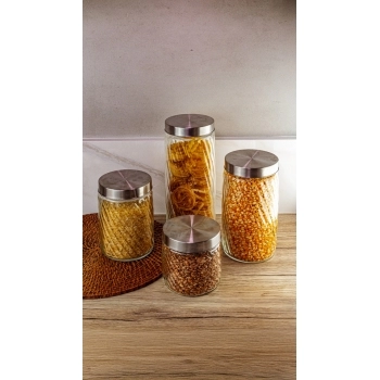 POTE DE VIDRO MARESIAS 1300 ML COM TAMPA METAL