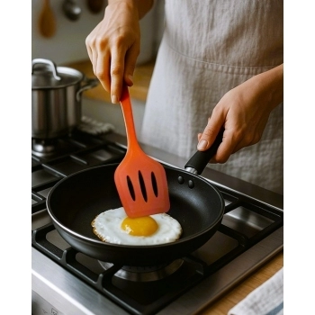 Utensílio Espátula Vazada Silicone Vermelho 29,7cm