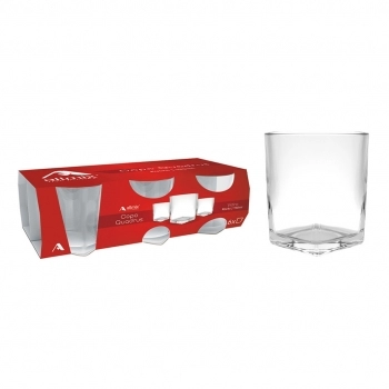 Copo de Vidro Rocks Quadrus 190ml – Luva com 6 Unidades