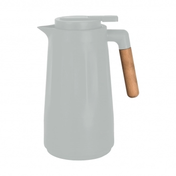 Garrafa Termica Tina 1000ml Com Cabo De Madeira - Cinza Claro
