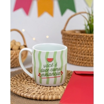 Caneca Porcelana Frutas 360 ML Na Luva - Melancia