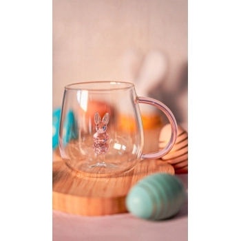 Caneca Borossilicato 350ML Coelho 3D - Luva com 1