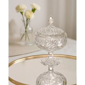 Potiche Decorativo De Vidro Apollo Com Pé 16 cm - Luva Com 01