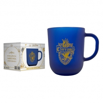 Caneca de Vidro Harry Potter Casas 300ml - Luva Com 1 Unid - Corvinal