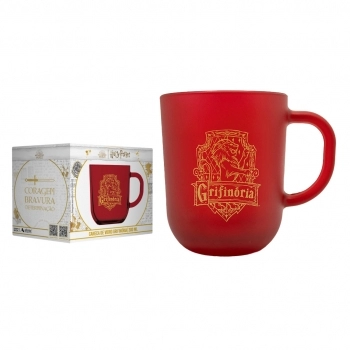 Caneca De Vidro Prime Harry Potter Casas 300 ML - Luva Com 2 Unid - Grifinória