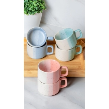 XICARA CERAMICA EMPILHAVEL TERNURA 130 ML LUVA COM 06 - SORTIDA