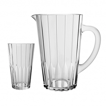 Conjunto de Jarra 1250ml e Copos de Vidro 470ml Zaira Luva com 05