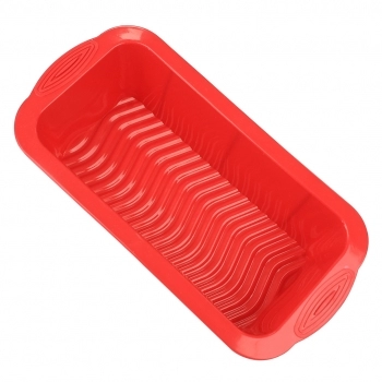Utensílio Forma Retangular Bolo Pão Silicone Vermelho 27cm