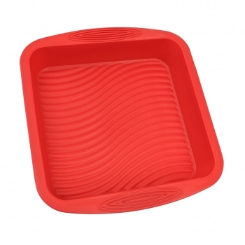 Utensílio Forma Retangular Bolo Torta Silicone Vermelho 26,5 x 25 cm