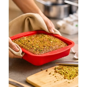 Utensílio Forma Retangular Bolo Torta Silicone Vermelho 26,5 x 25 cm