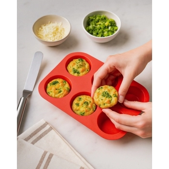 Utensílio Forma Cupcake Silicone Vermelho 25,5 cm