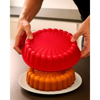 Utensílio Forma Redonda Bolo Torta Silicone Vermelho 27 cm