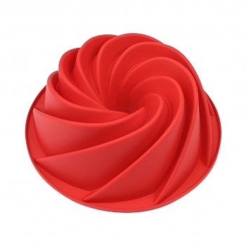 Utensílio Forma Espiral Bolo Pudim Silicone Vermelho 25 cm