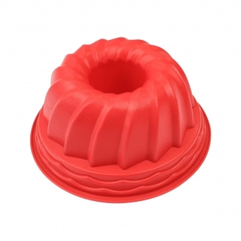 Forma Redonda Bolo Pudim Silicone Vermelho 24