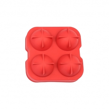 Utensílio Forma de Gelo Silicone 4 Cubos Redondo Vermelho